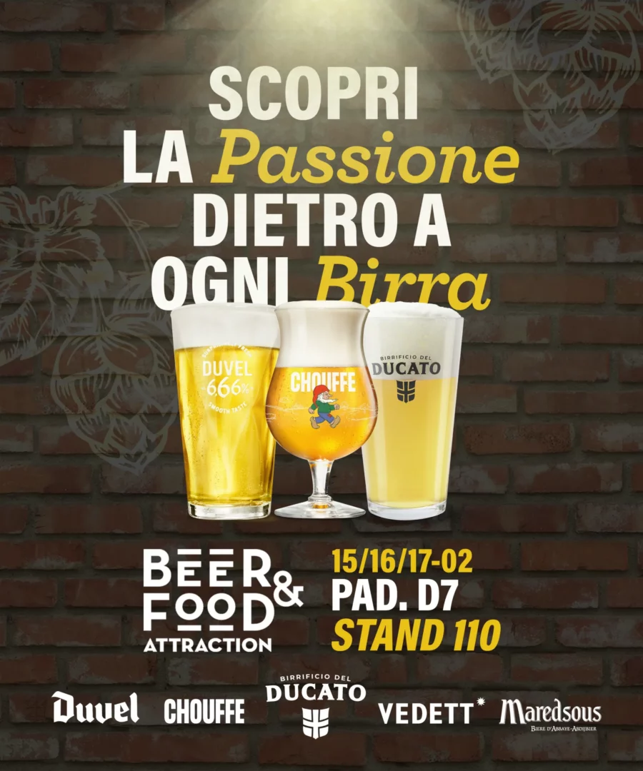 Stand Birrificio del Ducato alla fiera Beer & Food Attraction di Rimini con selezione di 22 birre alla spina artigianali e belghe.