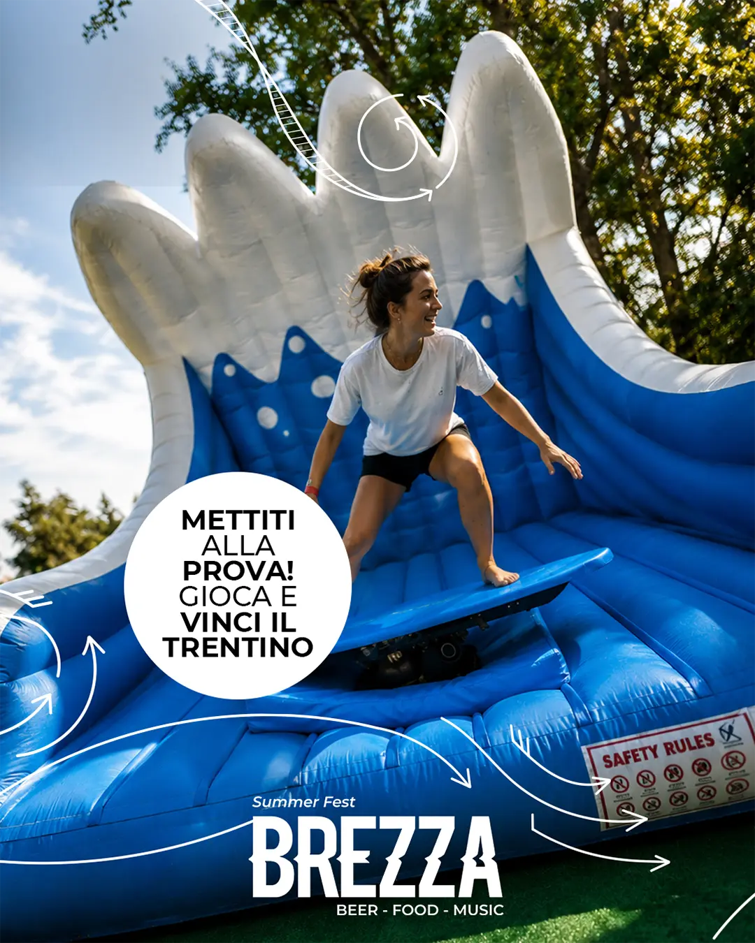 Sfida al surf meccanico Freeride del Birrificio del Ducato durante il Brezza Summer Fest a Soragna